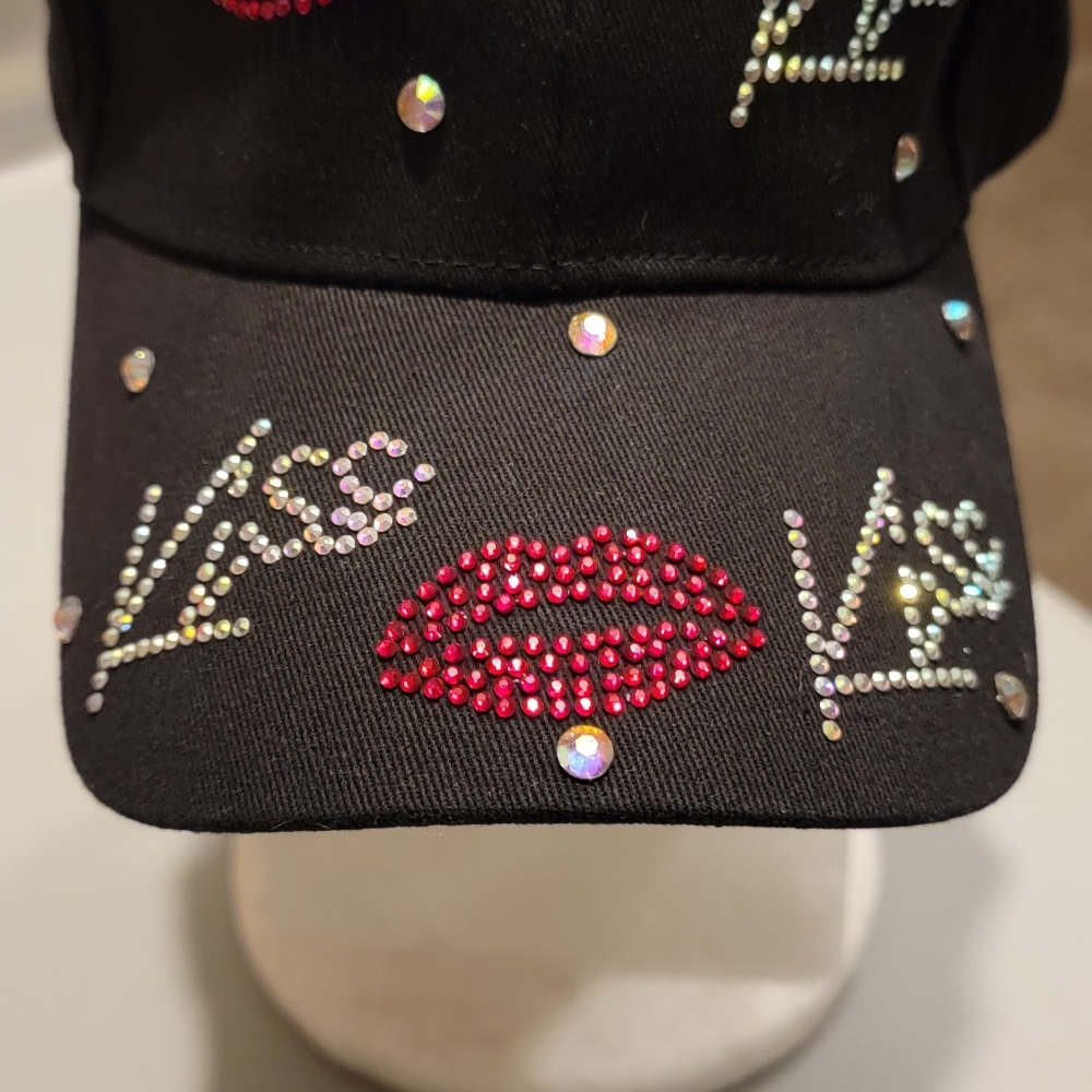 New black rhinestone kiss 💋 baseball cap - Picture 5 of 12